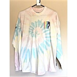 Disney Parks Rainbow Glitter Tie Dye Long Sleeve Crewneck Spirit Jersey Shirt XS
